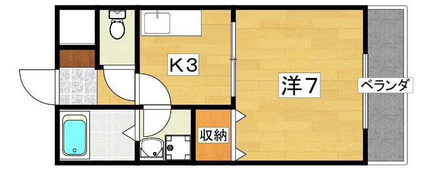 ユーベルI(1DK/3階)の間取り写真