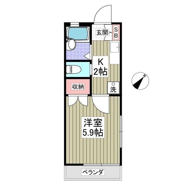 鈴木ハイム(1K/1階)の間取り写真