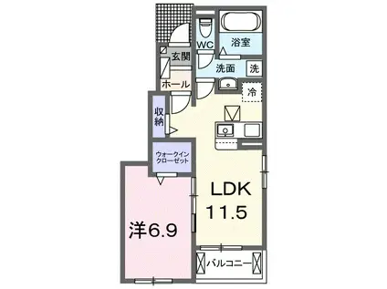 フレンドリー A(1LDK/1階)の間取り写真