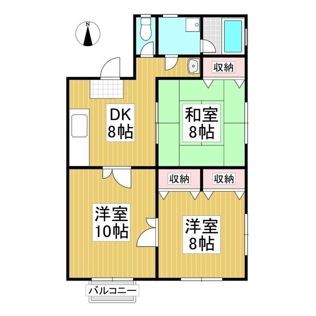 プラスK&A(3DK/2階)の間取り写真