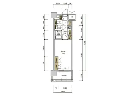 RJRプレシア佐賀(1K/4階)の間取り写真