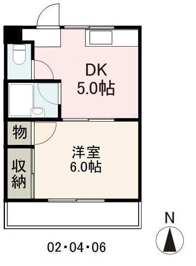 ヴィルシーク新北(1DK/1階)の間取り写真