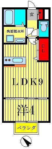 モナリエカワムラ(1LDK/1階)の間取り写真
