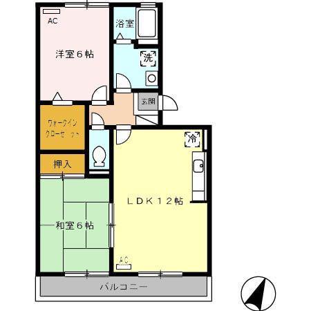 エスペランサF(2LDK/2階)の間取り写真