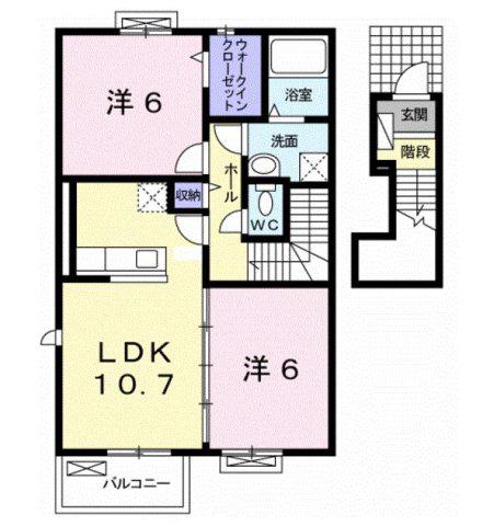サンリットレジデンス大越(2LDK/2階)の間取り写真