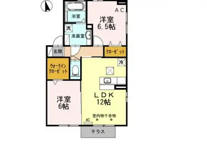 パインフラット(2LDK/1階)の間取り写真