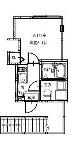 ZENITH 平井(1K/2階)の間取り写真