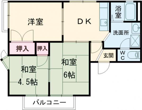スカイハイツ(3DK/1階)の間取り写真