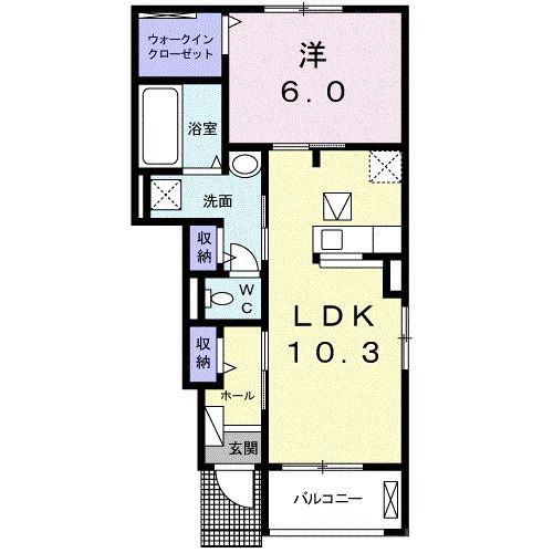 ベルローザ(1LDK/1階)の間取り写真