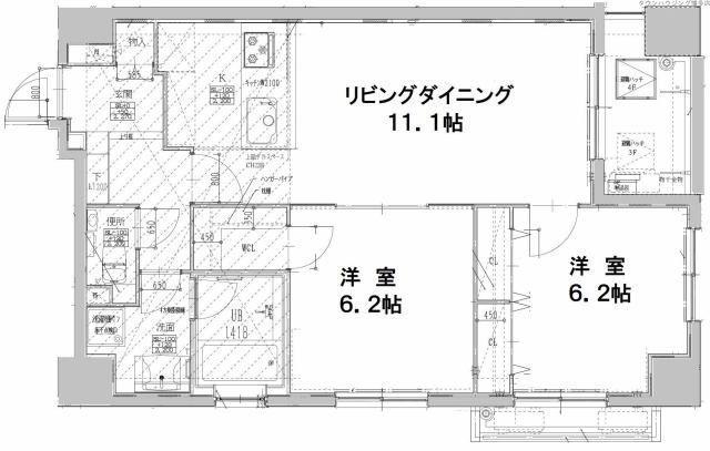 プライマル福岡平尾(2LDK/3階)の間取り写真