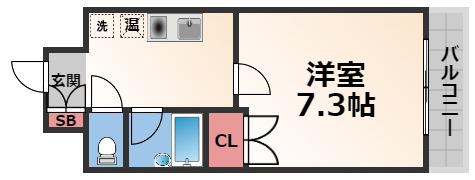 フォレスト今里(1K/3階)の間取り写真