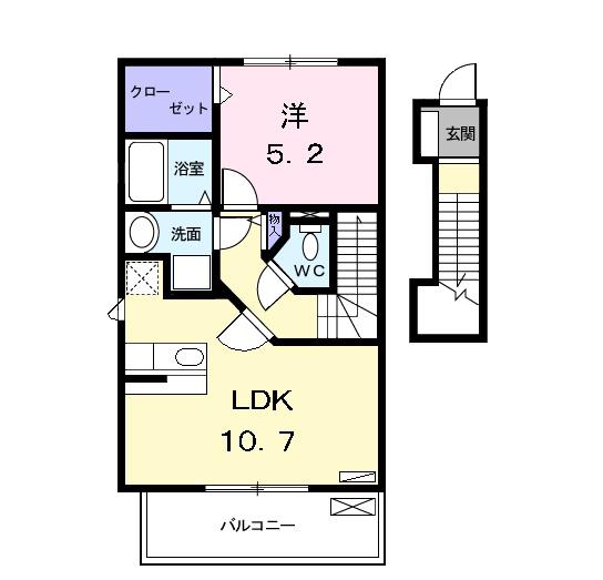 ファミール中野 I(1LDK/2階)の間取り写真