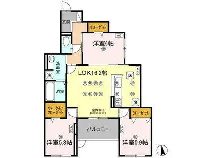 エグレットテラスII(3LDK/1階)の間取り写真