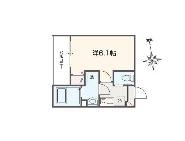 FIORITO六実(1K/3階)の間取り写真