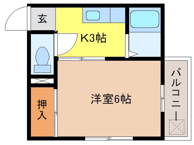 グリーンパーク中村(1K/2階)の間取り写真