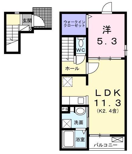オリーブ(1LDK/2階)の間取り写真