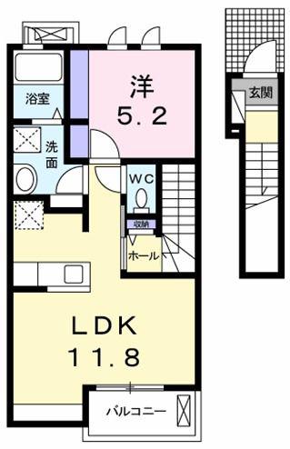 シャルマン・ドミール(1LDK/2階)の間取り写真