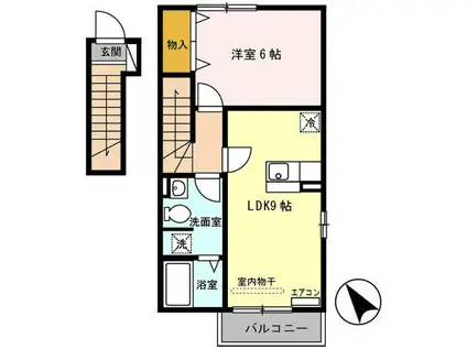 メルヴェイユ船場町(1LDK/2階)の間取り写真