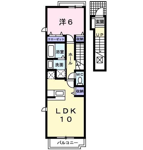 グランデKII D(1LDK/2階)の間取り写真
