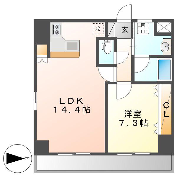 BSレジデンス栄(1LDK/6階)の間取り写真