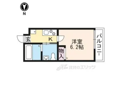 ボチボチ烏丸(1K/2階)の間取り写真