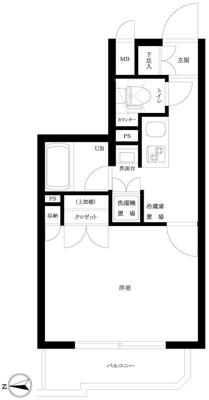 ルーブル高田馬場参番館(1K/7階)の間取り写真