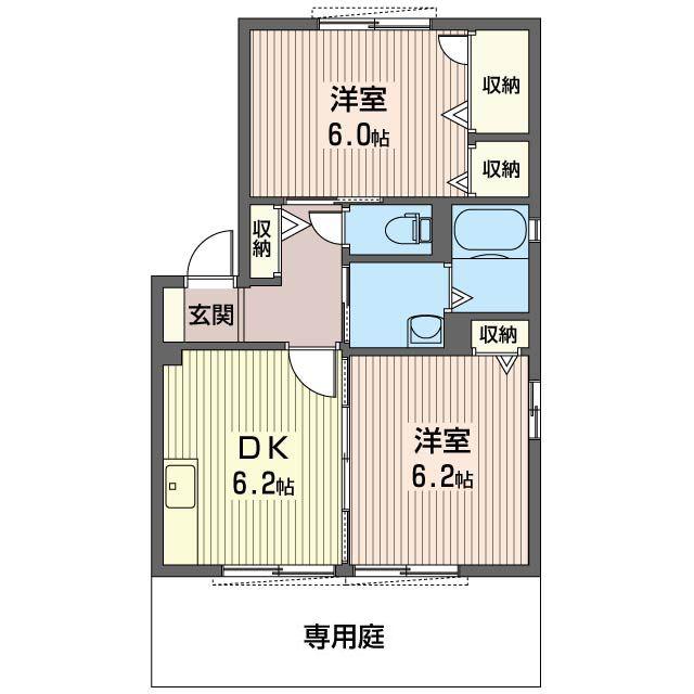 ウル・アビタシオン A(2DK/1階)の間取り写真