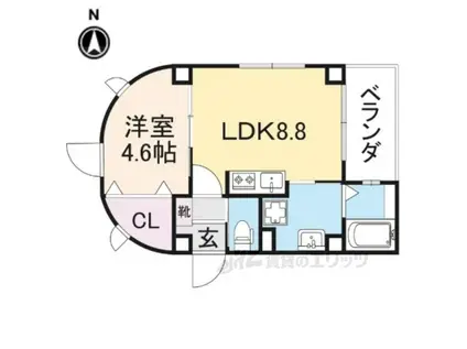 エクセレント天理(1LDK/4階)の間取り写真