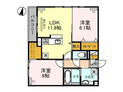 MAISON DE ESPOIR 豊里(2LDK/3階)の間取り写真