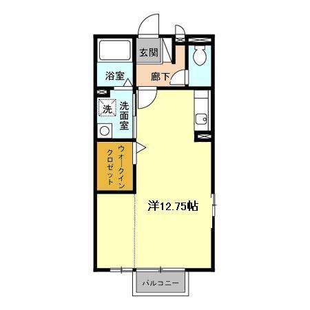 アムールイワタ(ワンルーム/2階)の間取り写真