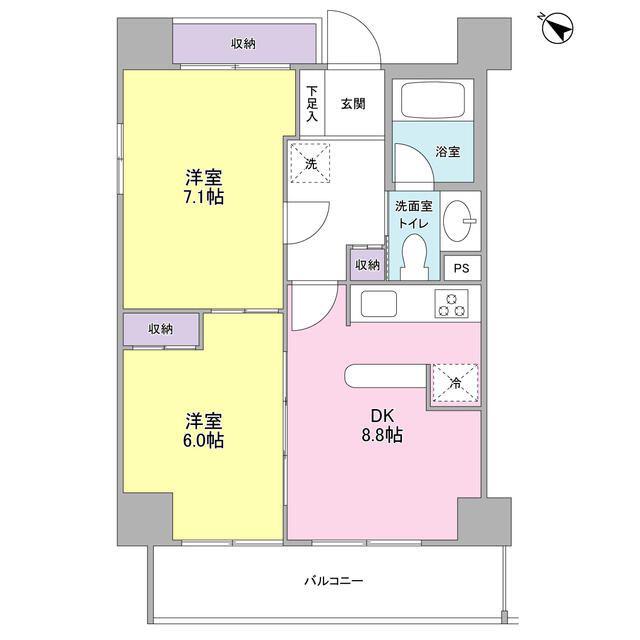 プロスペクト西巣鴨(2DK/8階)の間取り写真