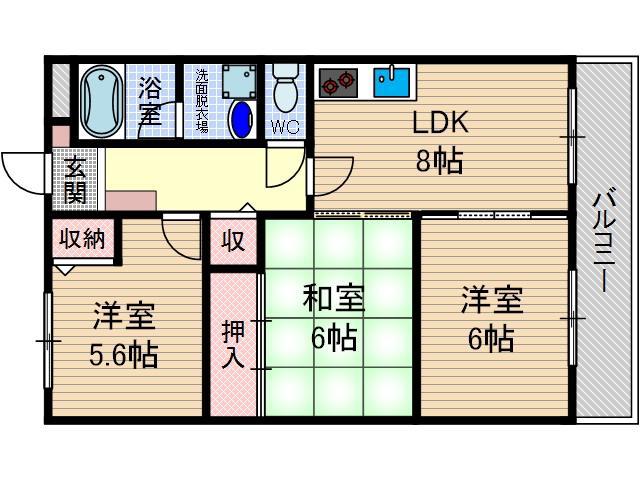 フロレアール・ジーア(3LDK/1階)の間取り写真