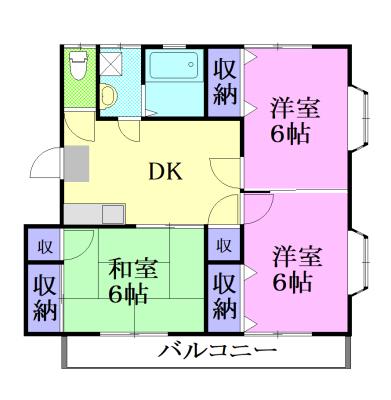 キャッスルテラF(3DK/2階)の間取り写真