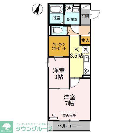 ルシエール氷川(2K/3階)の間取り写真