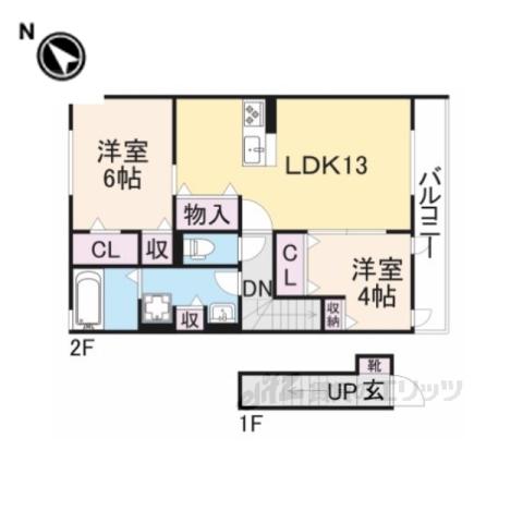 ローレルヒルズ富雄(2LDK/2階)の間取り写真