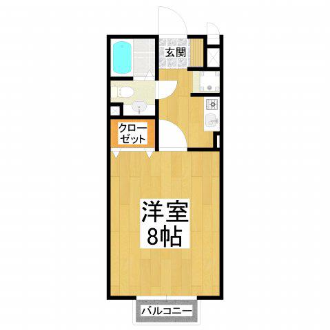 ヴェルドミールI(1K/2階)の間取り写真