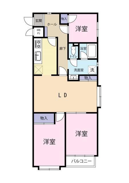 ヒロ・ロイヤルハイツ長津田(2SLDK/2階)の間取り写真