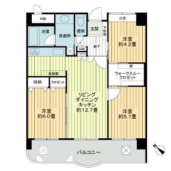 ライオンズマンション井尻南(3LDK/6階)の間取り写真