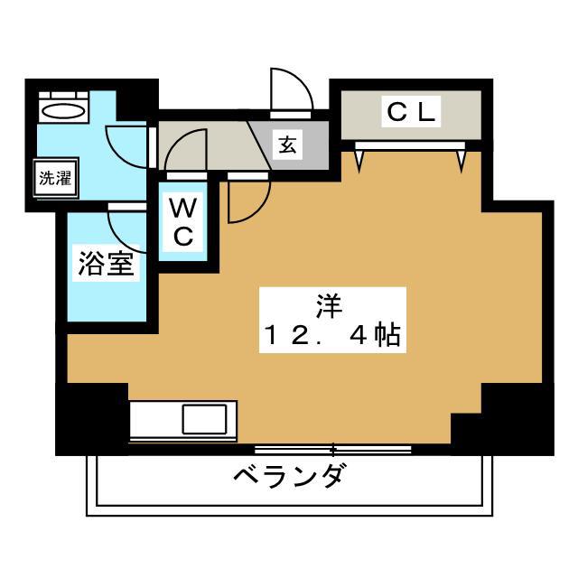 シティコート春日(ワンルーム/10階)の間取り写真