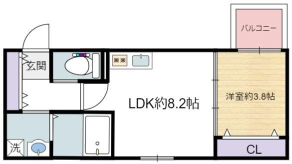 WIN玉出Ⅱ(1LDK/1階)の間取り写真