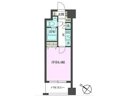 KDXレジデンス森下千歳(1K/2階)の間取り写真
