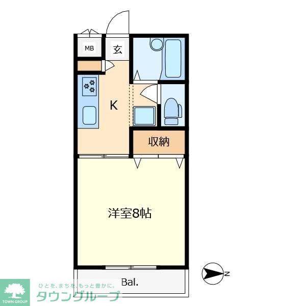 ロベリアくにたち(1K/2階)の間取り写真
