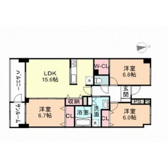 シェモア丸の内(3LDK/1階)の間取り写真