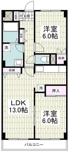ロードプラザITO(2LDK/4階)の間取り写真