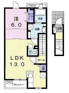 ビューシティ丸美(1LDK/2階)の間取り写真