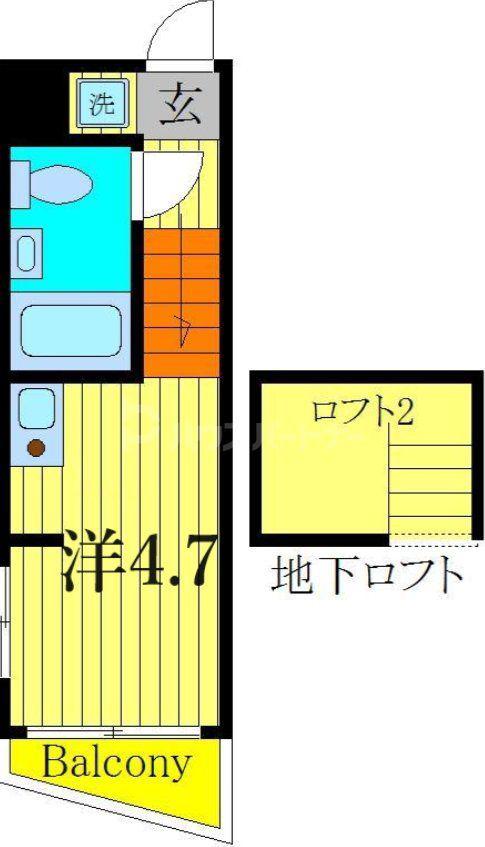 テラスカメアリ(ワンルーム/3階)の間取り写真