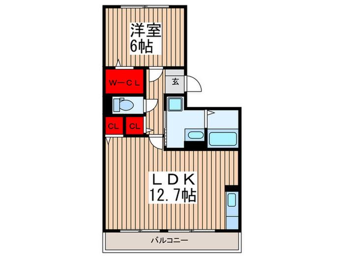 プルミエ B(1LDK/1階)の間取り写真