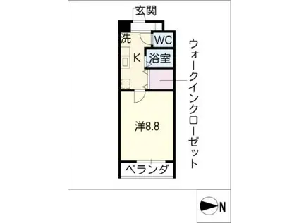 クレスト駈上(1K/2階)の間取り写真