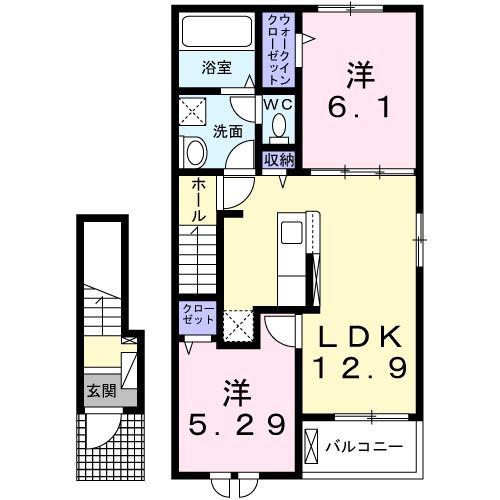 エアリー ガーデン(2LDK/2階)の間取り写真
