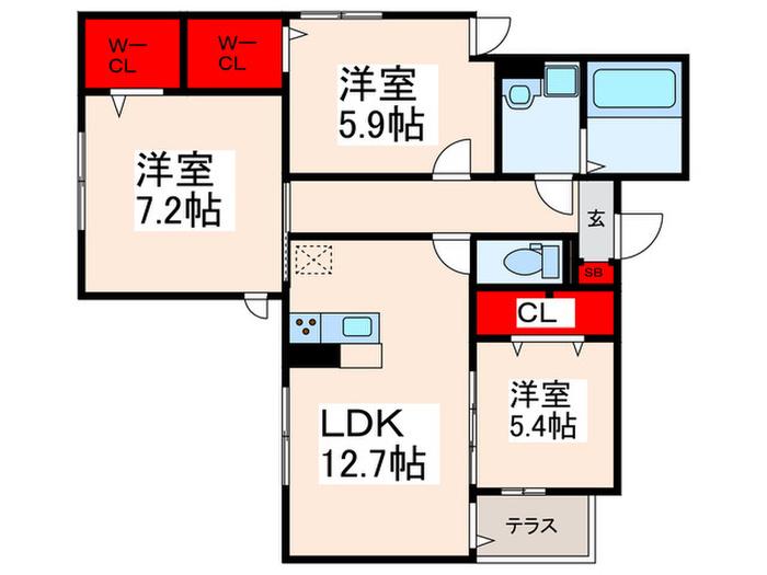 セレスティア瑞江I(3LDK/2階)の間取り写真